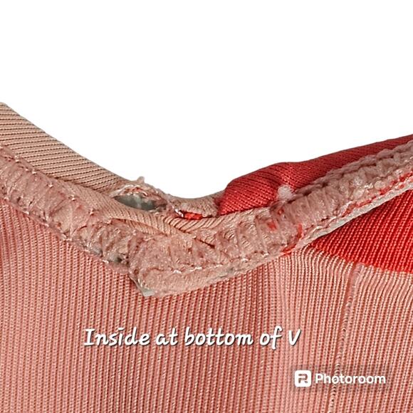 Vince Camuto Surplice Wrap Tie One Piece Swimsuit Women's 14 Coral Colorblock - Picture 8 of 13